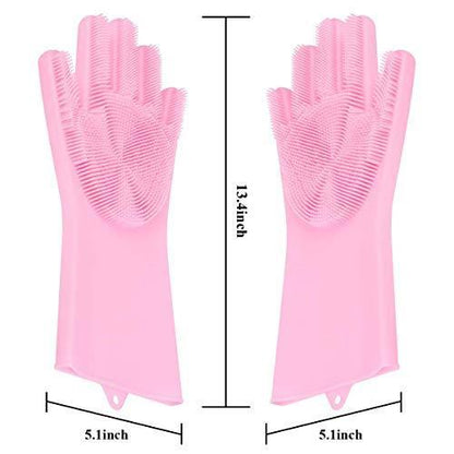 Silicone Cleaning Gloves – Multicolor Reusable Scrubber – alternate view