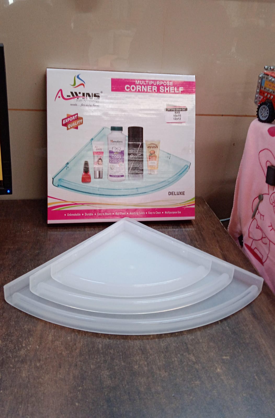 Plastic Corner Shelf set – 3 pcs Wall Mounted – view 8