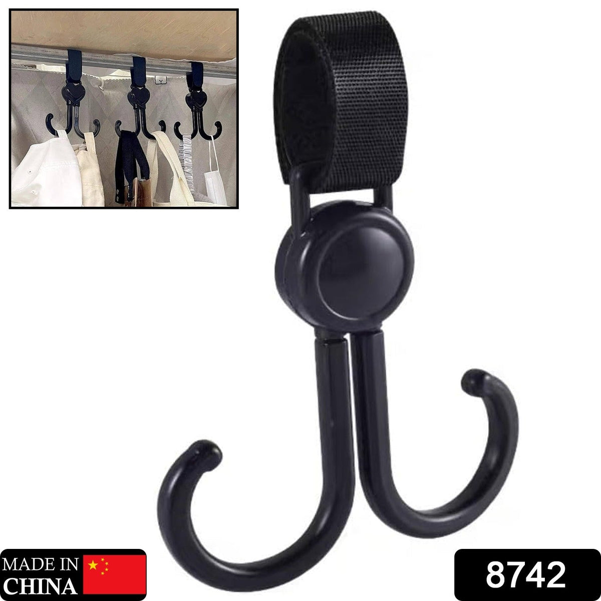Stroller Hook – 360° Rotating Multi-Purpose Bag Hanger – side view