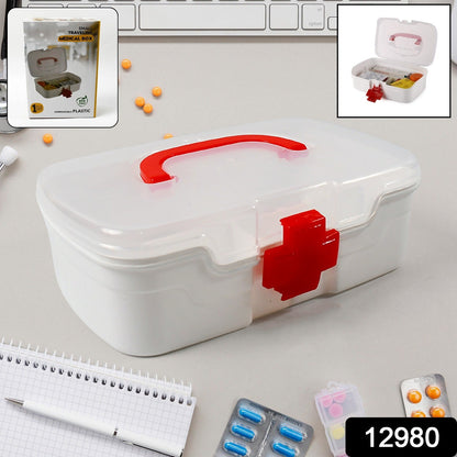 First Aid Box – 3-Compartment Portable Medicine Kit – side view