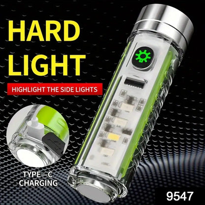 Rechargeable Flashlight – USB Mini LED Torch with Zoom – side view