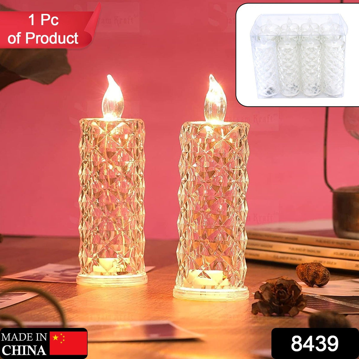 LED Rose Candle – Flameless Acrylic Decorative Lights
