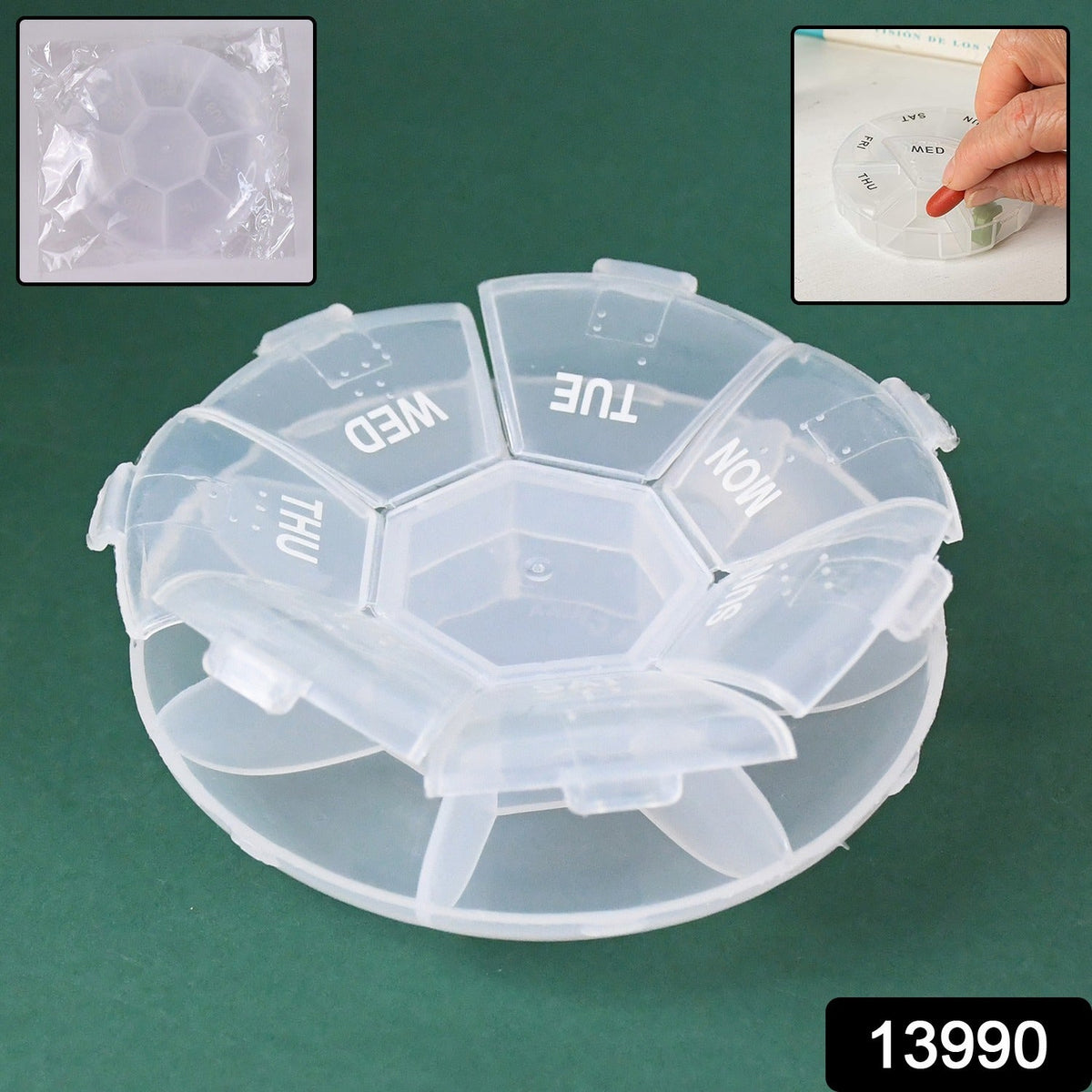 7-Sided Portable Pill Box – Compact Weekly Medicine – side view