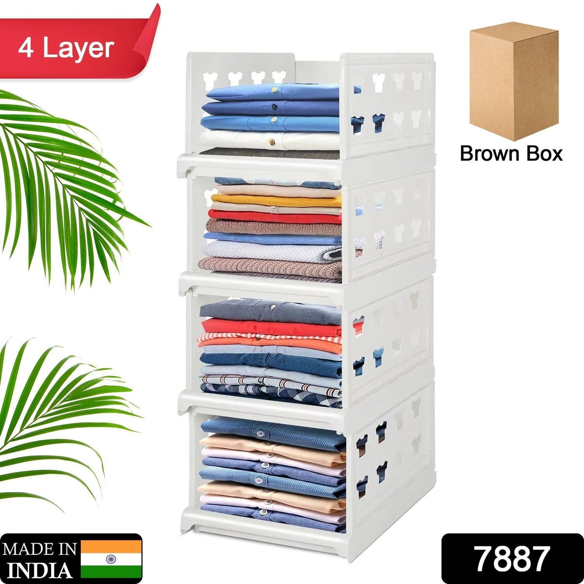 Stackable Storage Cart – 4-Layer Foldable Organizer – side view