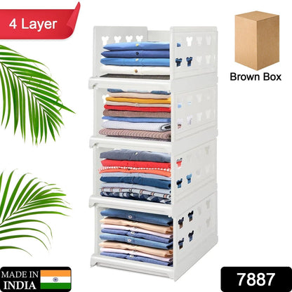 Stackable Storage Cart – 4-Layer Foldable Organizer – side view