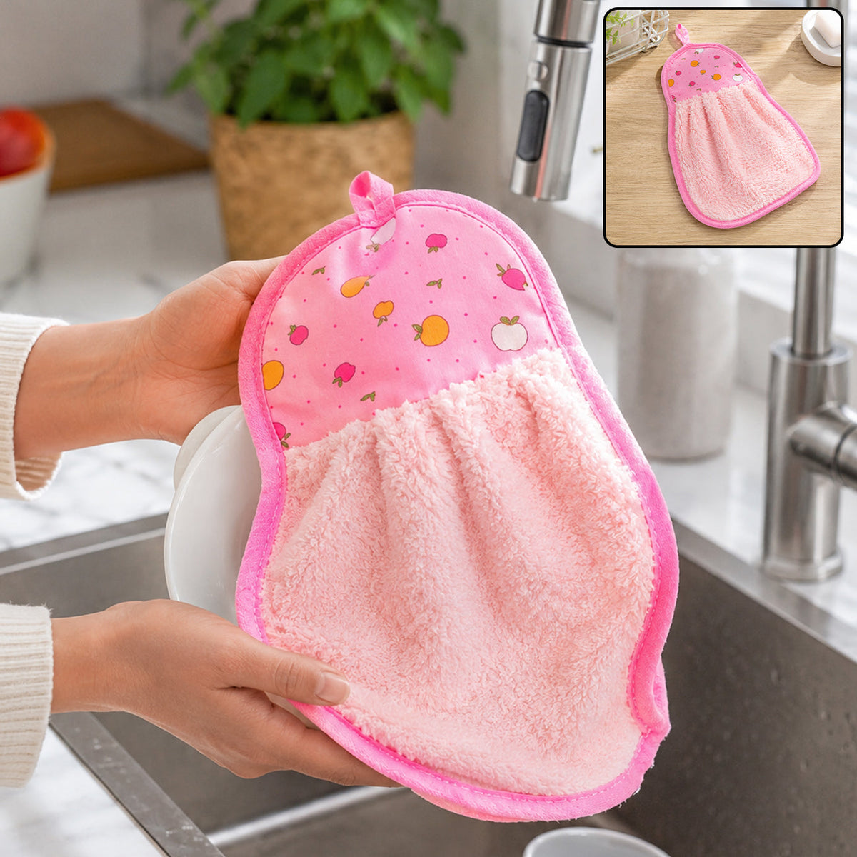 Microfiber Kitchen Towel with Loop – Soft, Quick-Dry