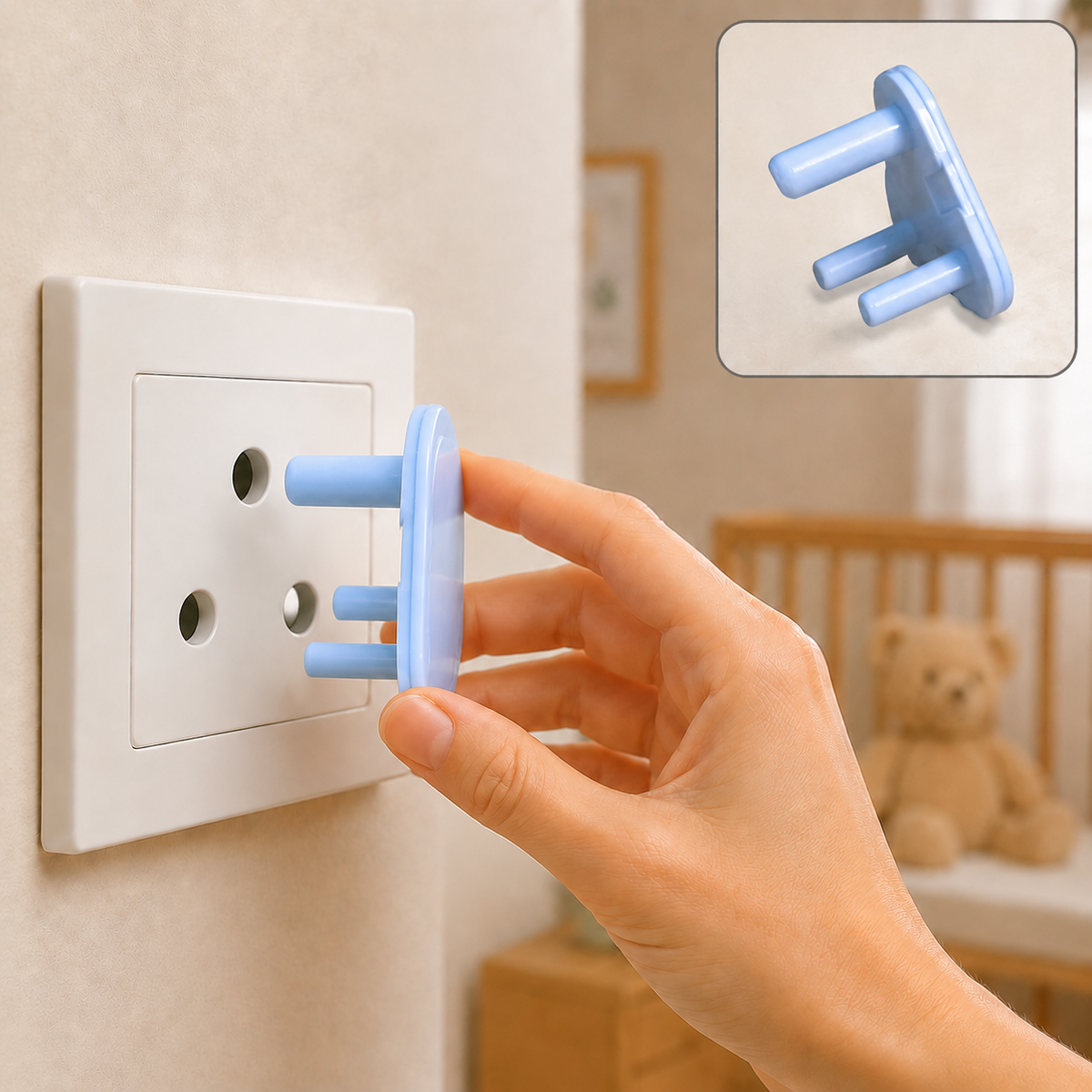 Baby Safety Socket Cover – Large 15Amp Outlet Protector – close-up