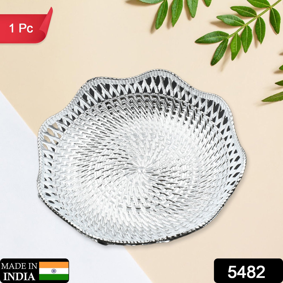 Mukhwas Serving Tray – Durable Plastic, Traditional Round – side view