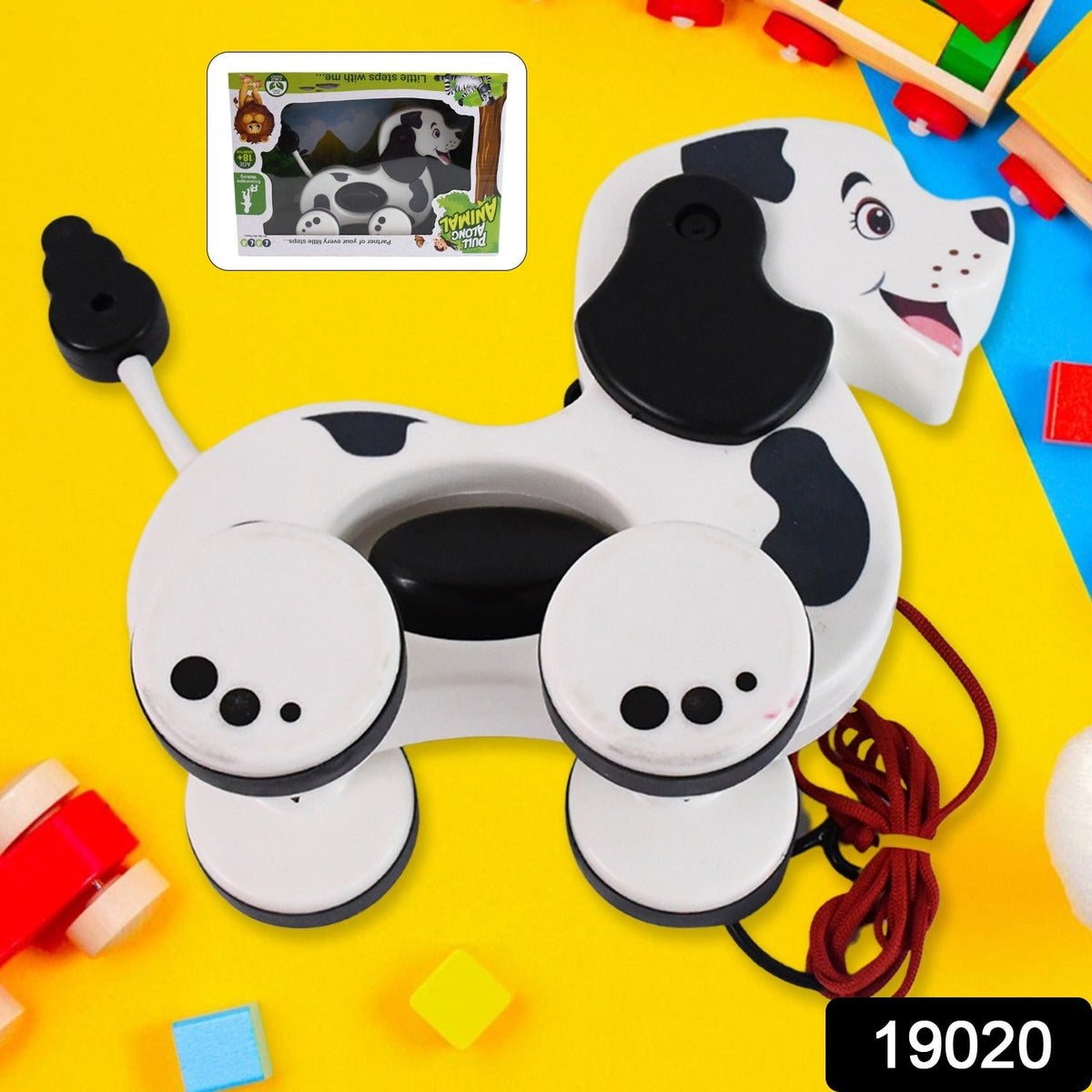 Pull Along Toddler Toy – Developmental Dog Design – side view