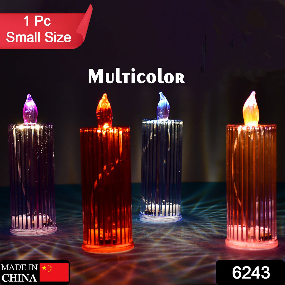 LED Crystal Candle – Glitter Swirling Multicolor Decor – side view