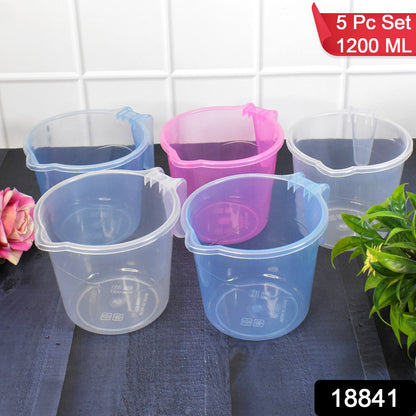 Plastic Bath Mug – 1200ML Transparent Mix Colour (Set of 5) – side view