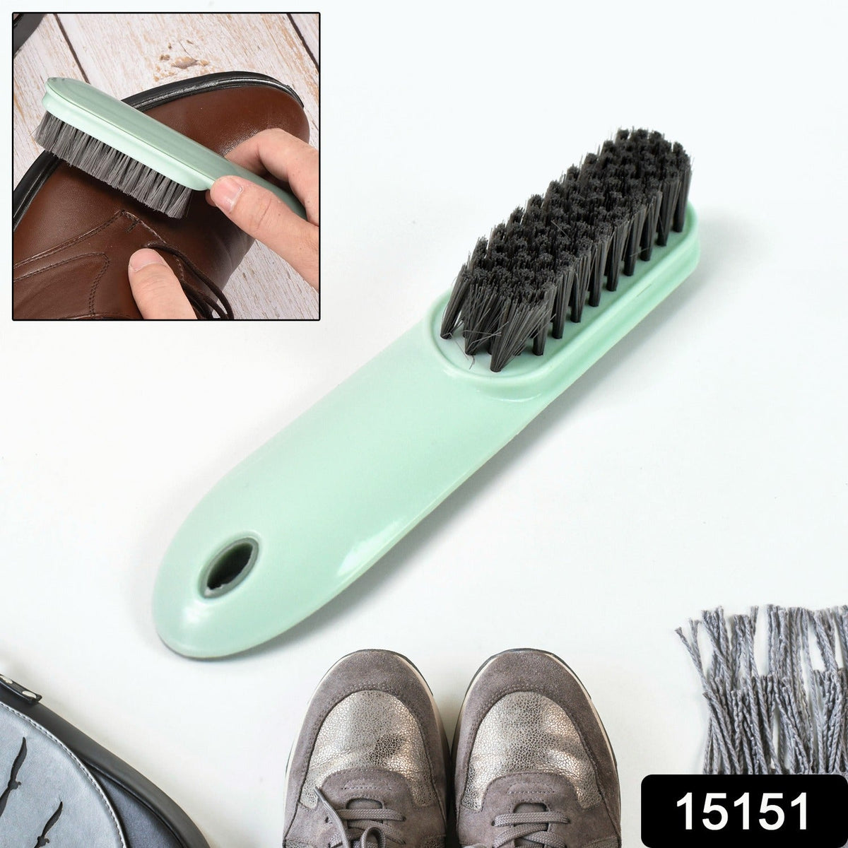 Shoe & Clothes Cleaning Brush – Soft Bristle Scrubber – side view