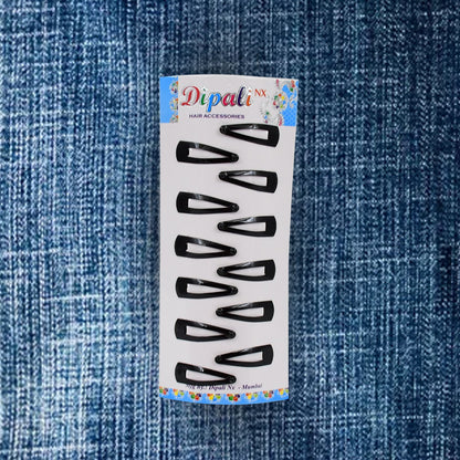 Metal Tic Tac Hair Clips – 12 pcs Matt Black set – alternate view