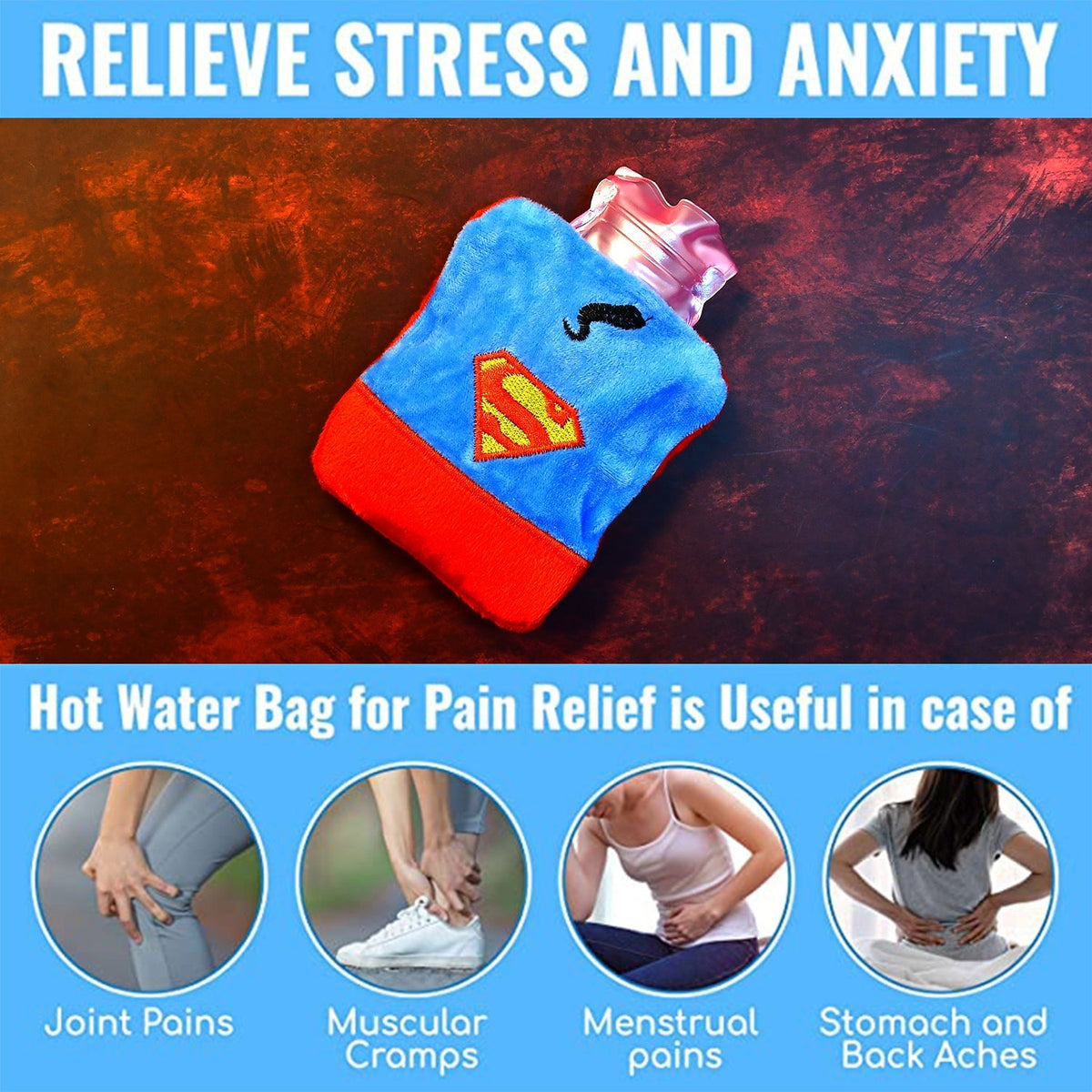 Hot Water Bag for Pain Relief – Soft Cover – view 7