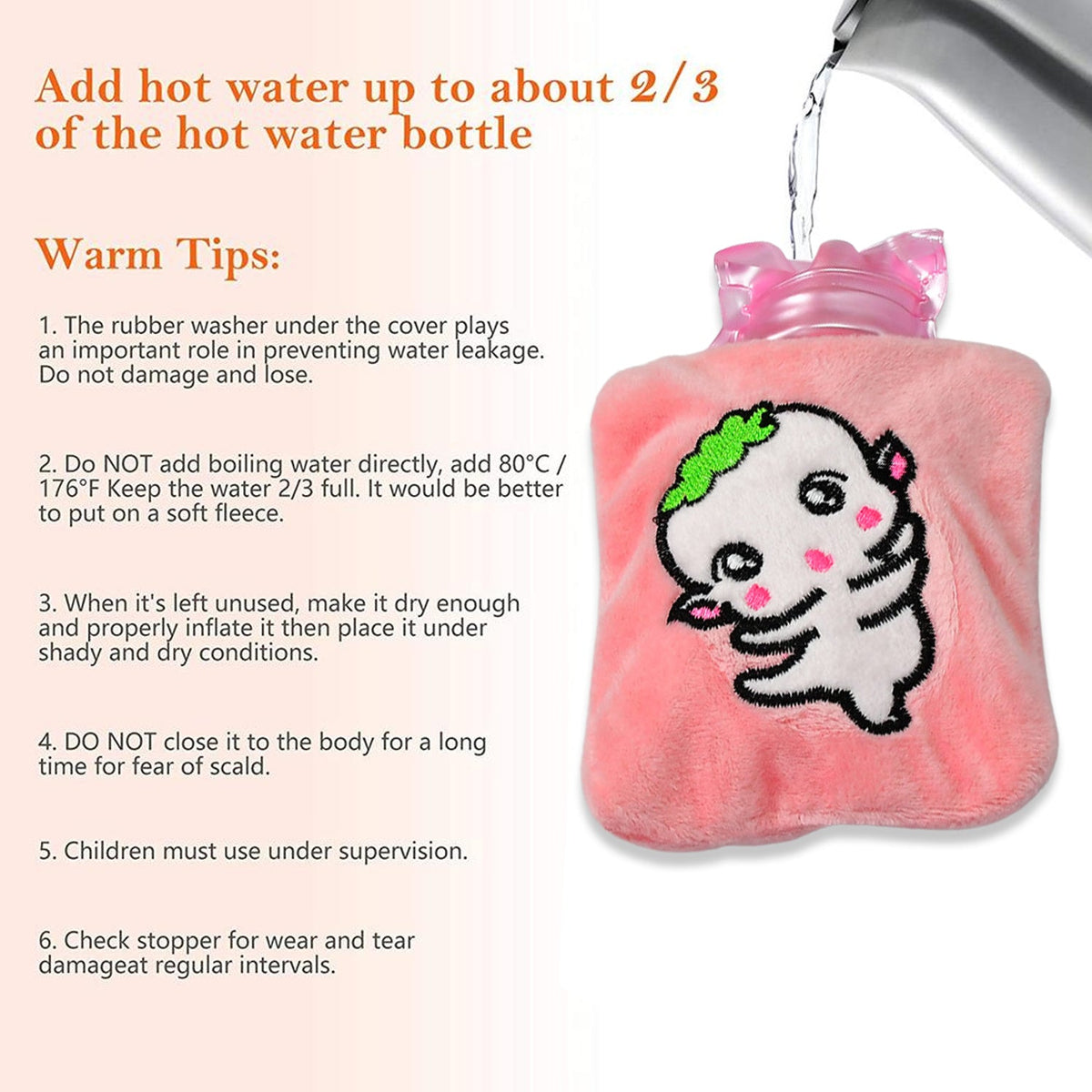 Pink Hot Water Bag – Soft Cover for Pain Relief – view 7
