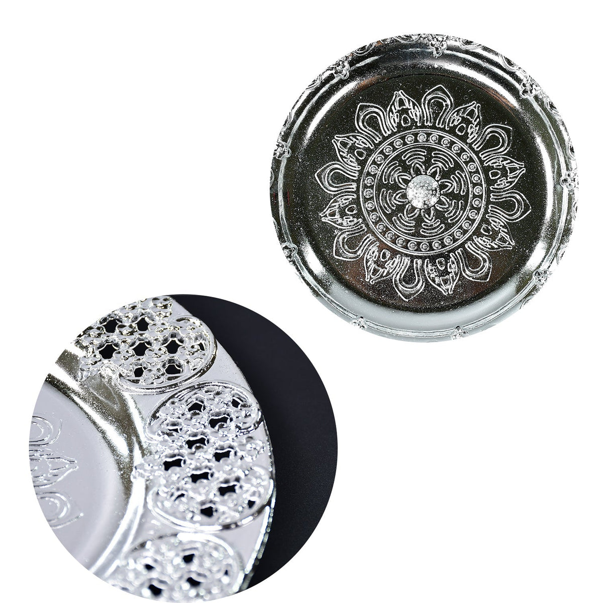 Pooja Thali set – 8-Inch Plastic Silver Color for Festivals – view 6