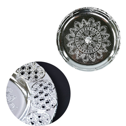 Pooja Thali set – 8-Inch Plastic Silver Color for Festivals – view 6