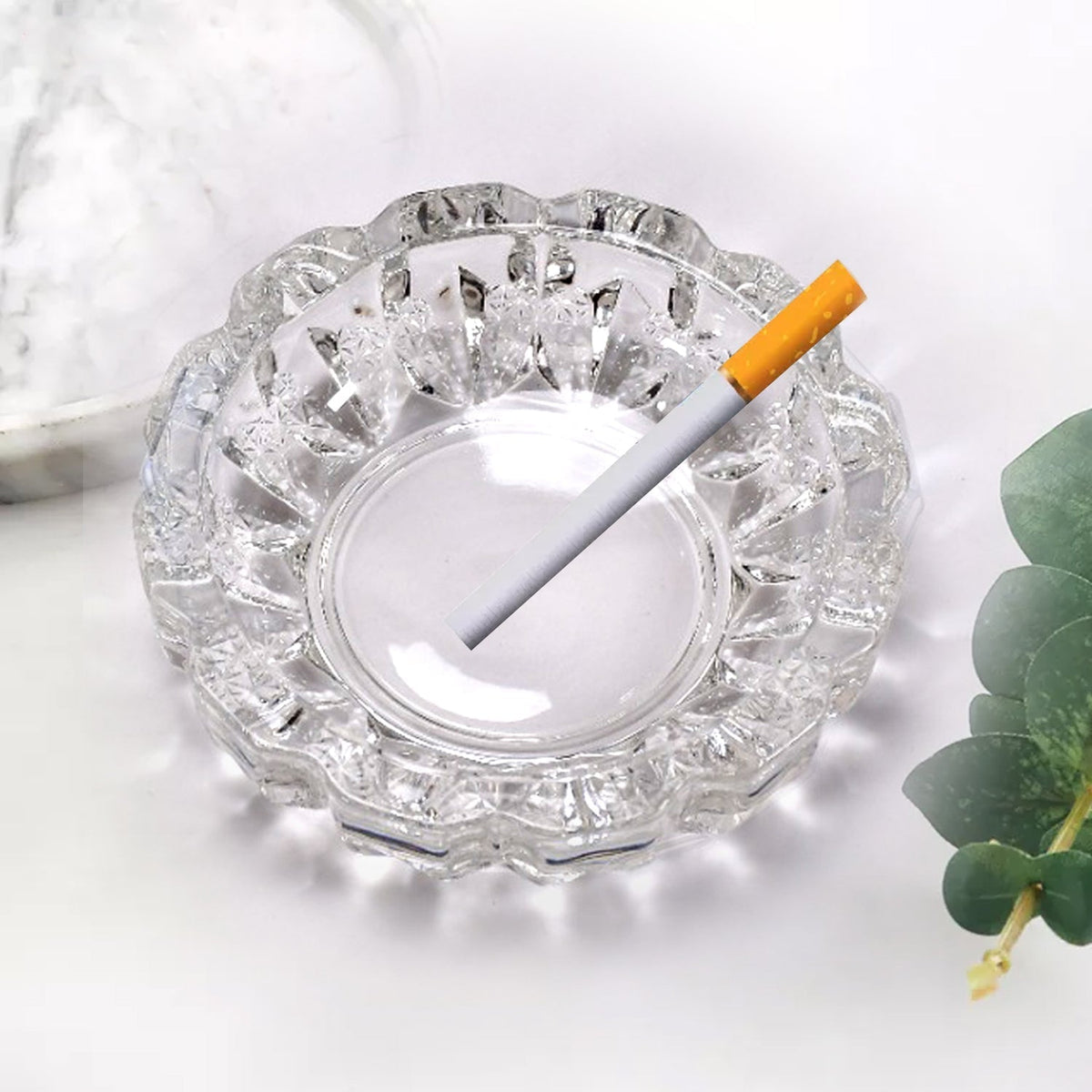 Crystal Glass Ashtray – Round Cigar & Cigarette – view 6