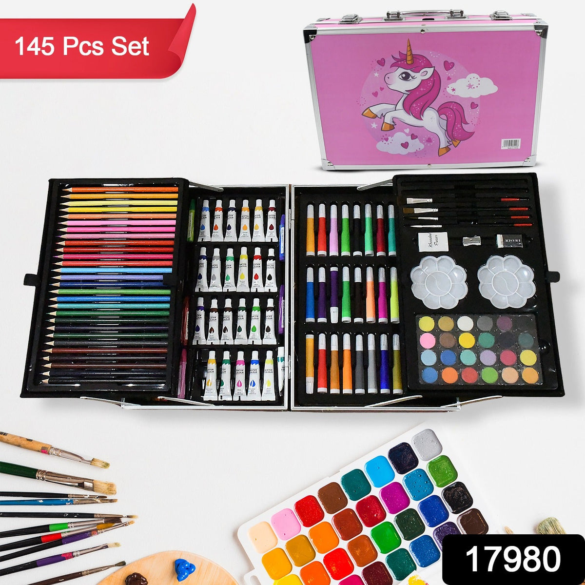 Kids Art set – 145 pcs Unicorn Drawing & Painting Kit – side view