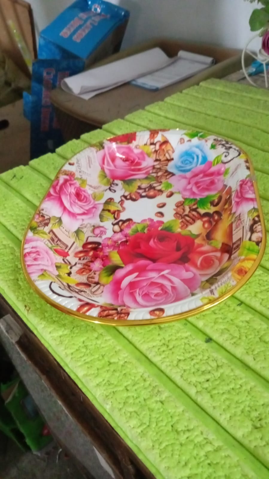 Plastic Serving Tray – Flower Print Design, 35x24cm – view 10
