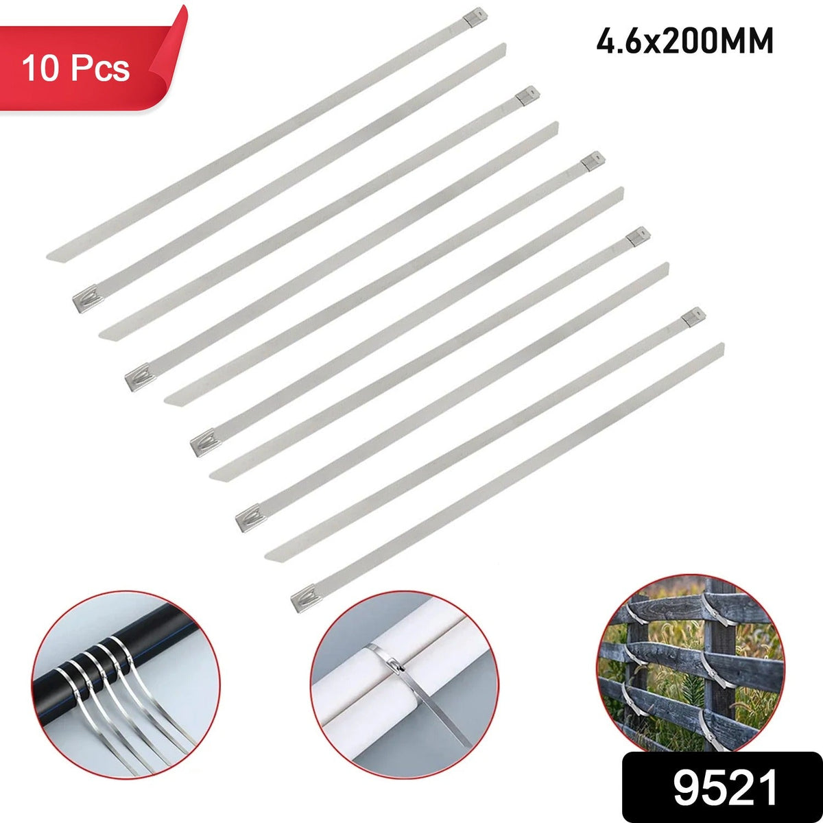 Stainless Steel Cable Tie – Multipurpose 10-Pc set – side view