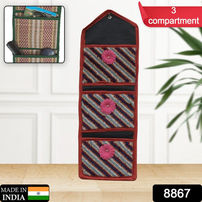 Foldable Hanging Organizer – 3 Pocket Wall Holder – side view