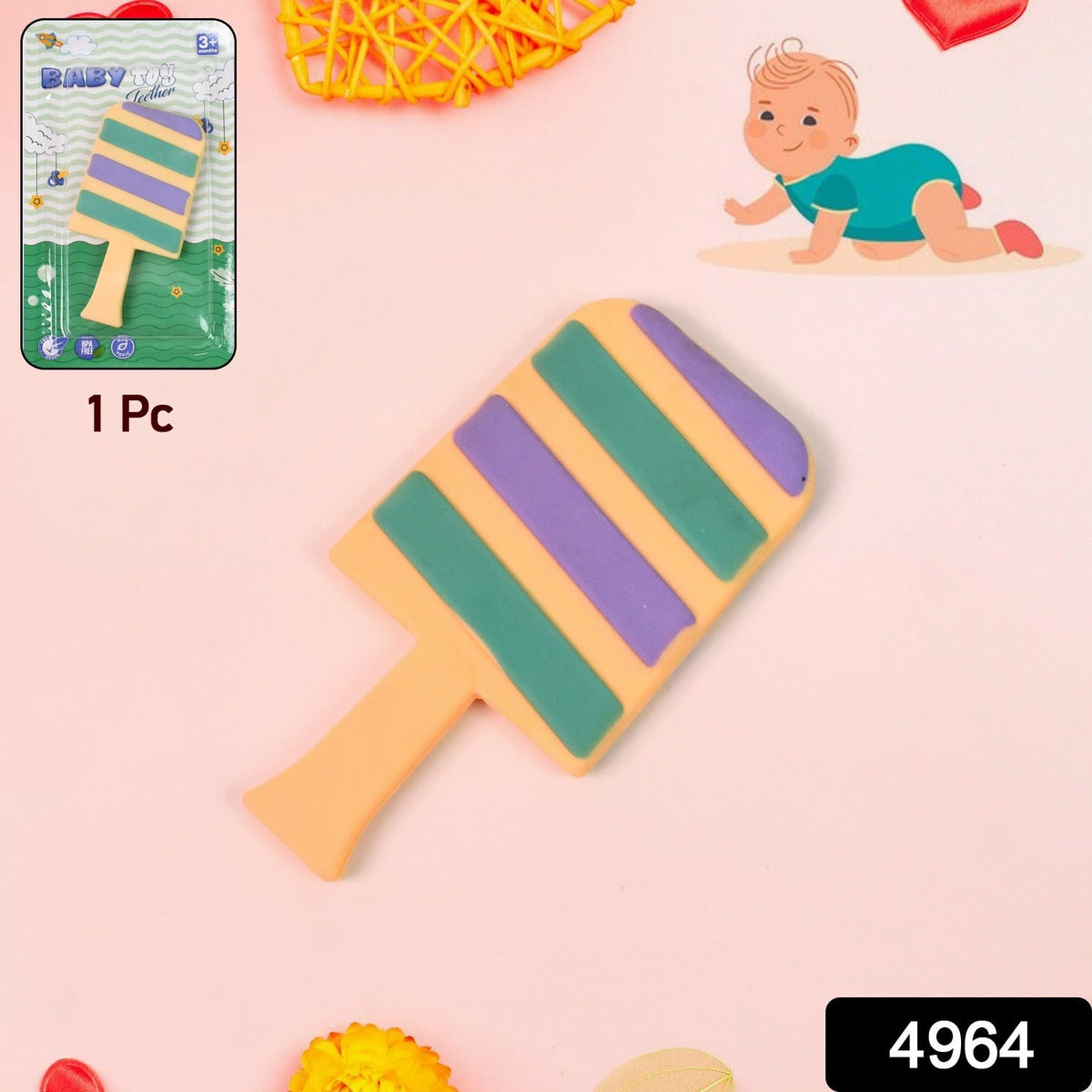 Silicone Baby Teether – Soft, BPA-Free Candy Shape – side view