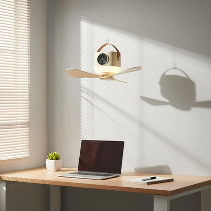 Rechargeable table and hanging fan with LED for power cuts
