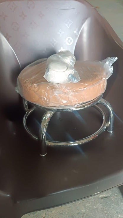 Rolling Stool with Steel Base & Cushioned Seat – Indo Glow – view 7