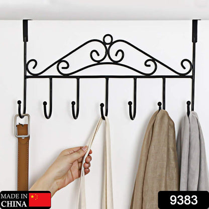 Over Door Hanger Rack – 7 Hooks Metal Organizer – side view