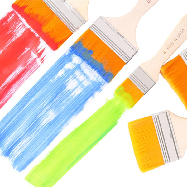 Flat Paint Brush set – Synthetic Bristles & Curved Handles – view 7