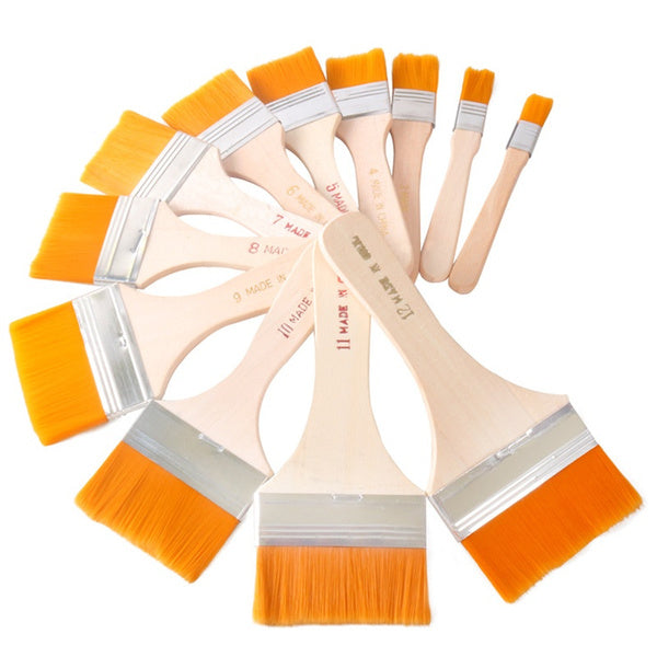 Flat Paint Brush set – Synthetic Bristles & Curved Handles – view 8