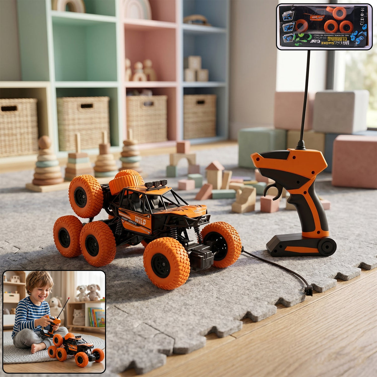 RC Off-Road Car – 8-Wheel Rock Climber for Kids