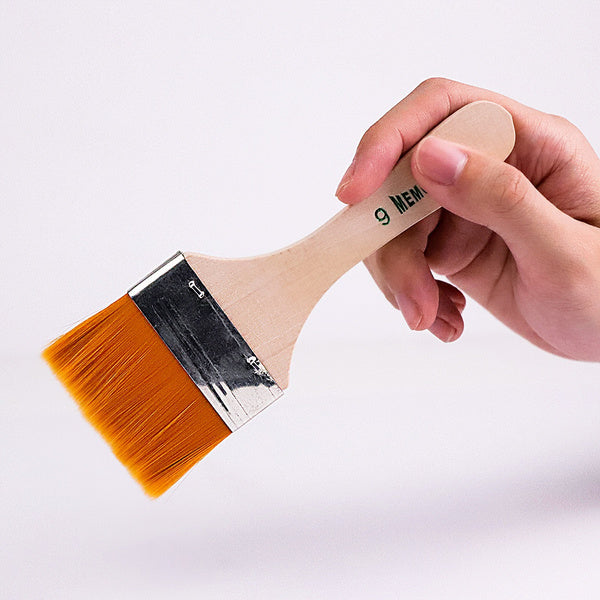 Flat Paint Brush set – Synthetic Bristles & Curved Handles – detail view