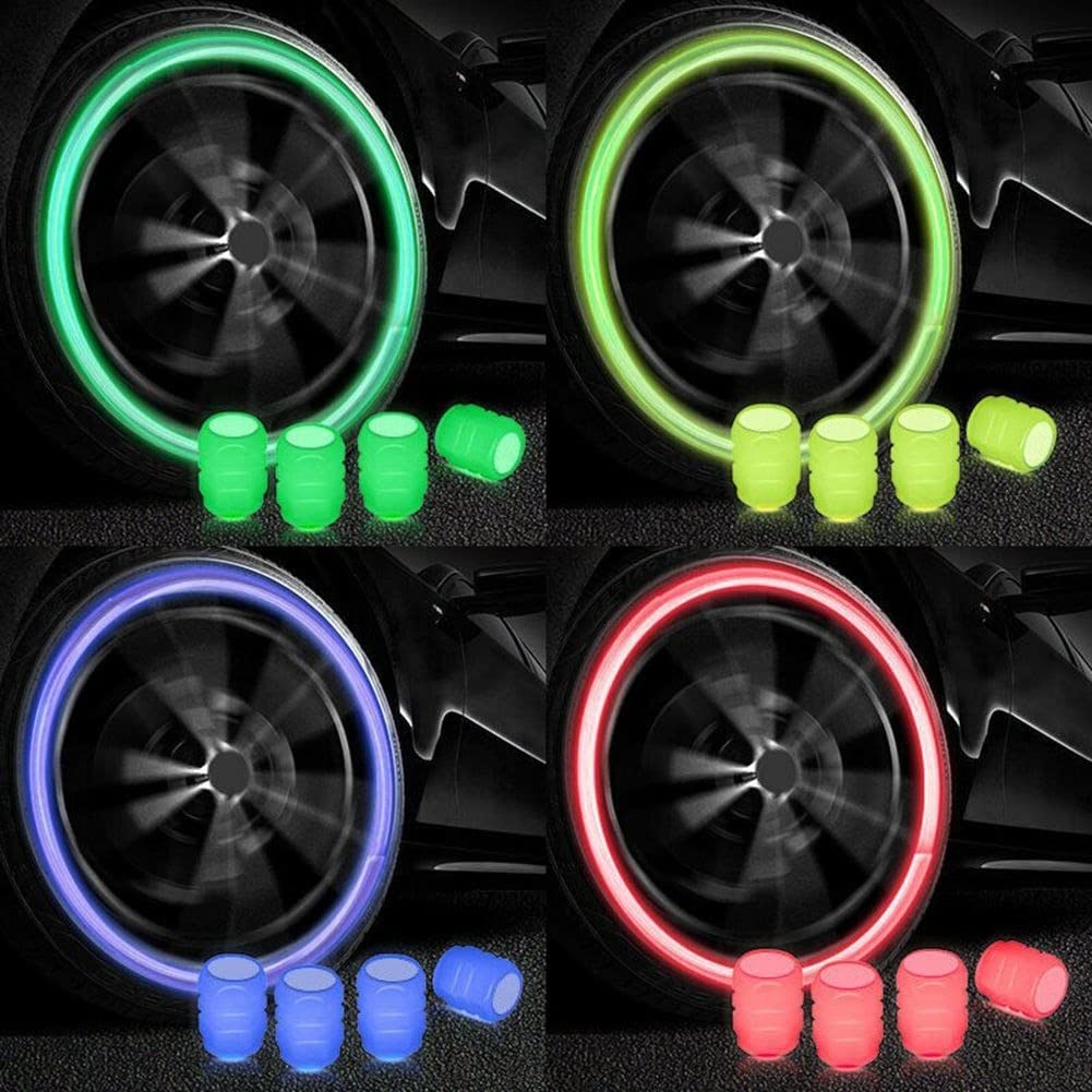 Luminous Tyre Valve Caps – Glow-in-Dark, Universal Fit