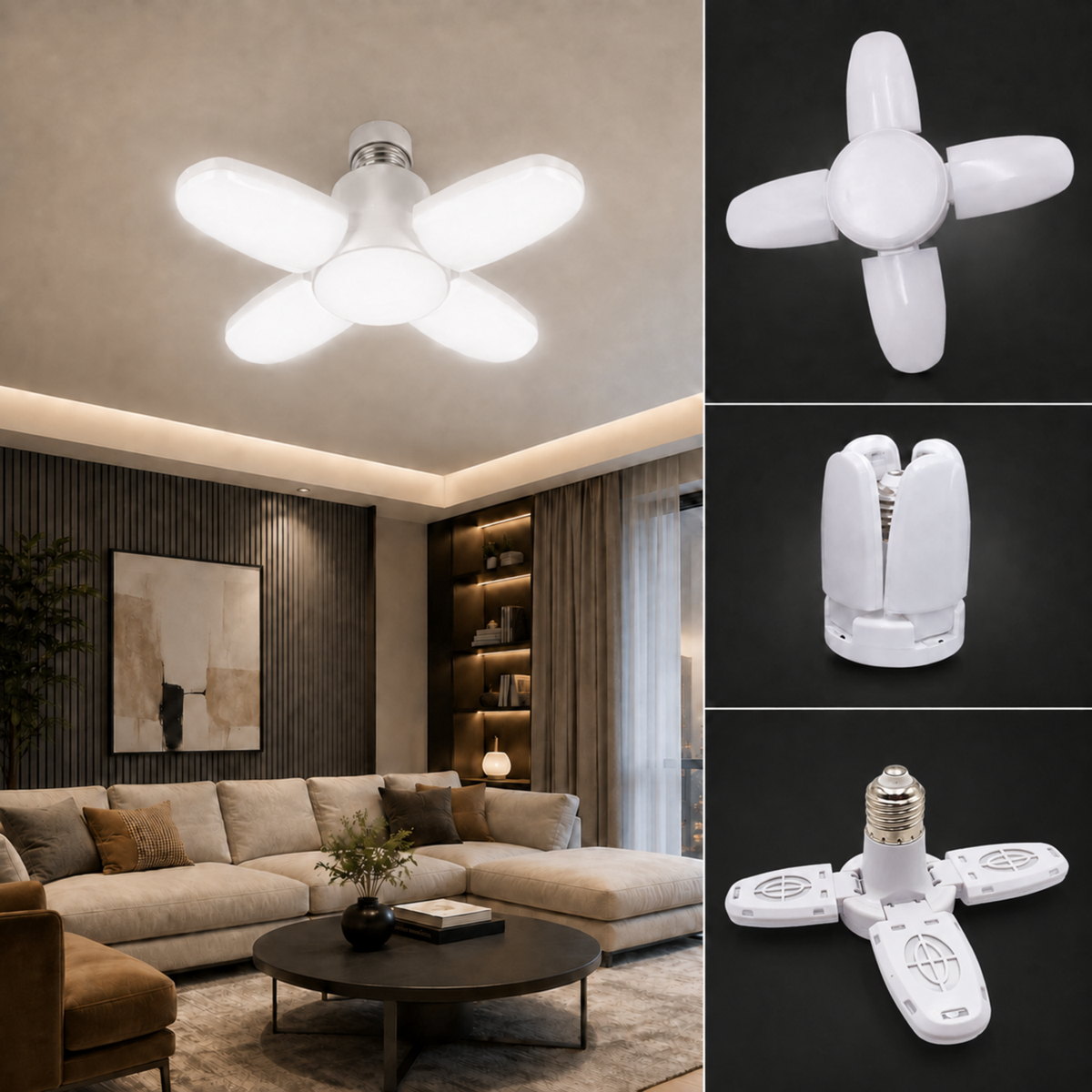 Foldable LED Fan Blade Bulb – Energy Efficient 28V