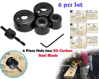 Hole Saw set – 6-Piece High Carbon Steel Drill Bits – close-up
