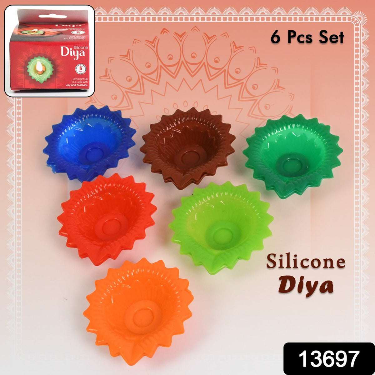 Silicone Diya set (6 Pcs) – Reusable Diwali Lamps – side view