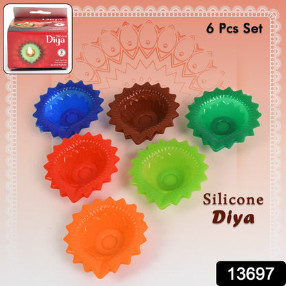 Silicone Diya set (6 Pcs) – Reusable Diwali Lamps – side view