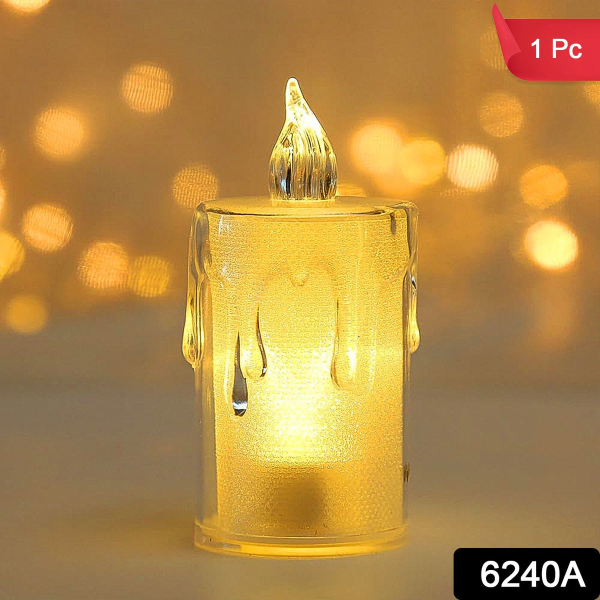 Diwali LED Candle – Crystal Glitter Light for Home Decor – side view