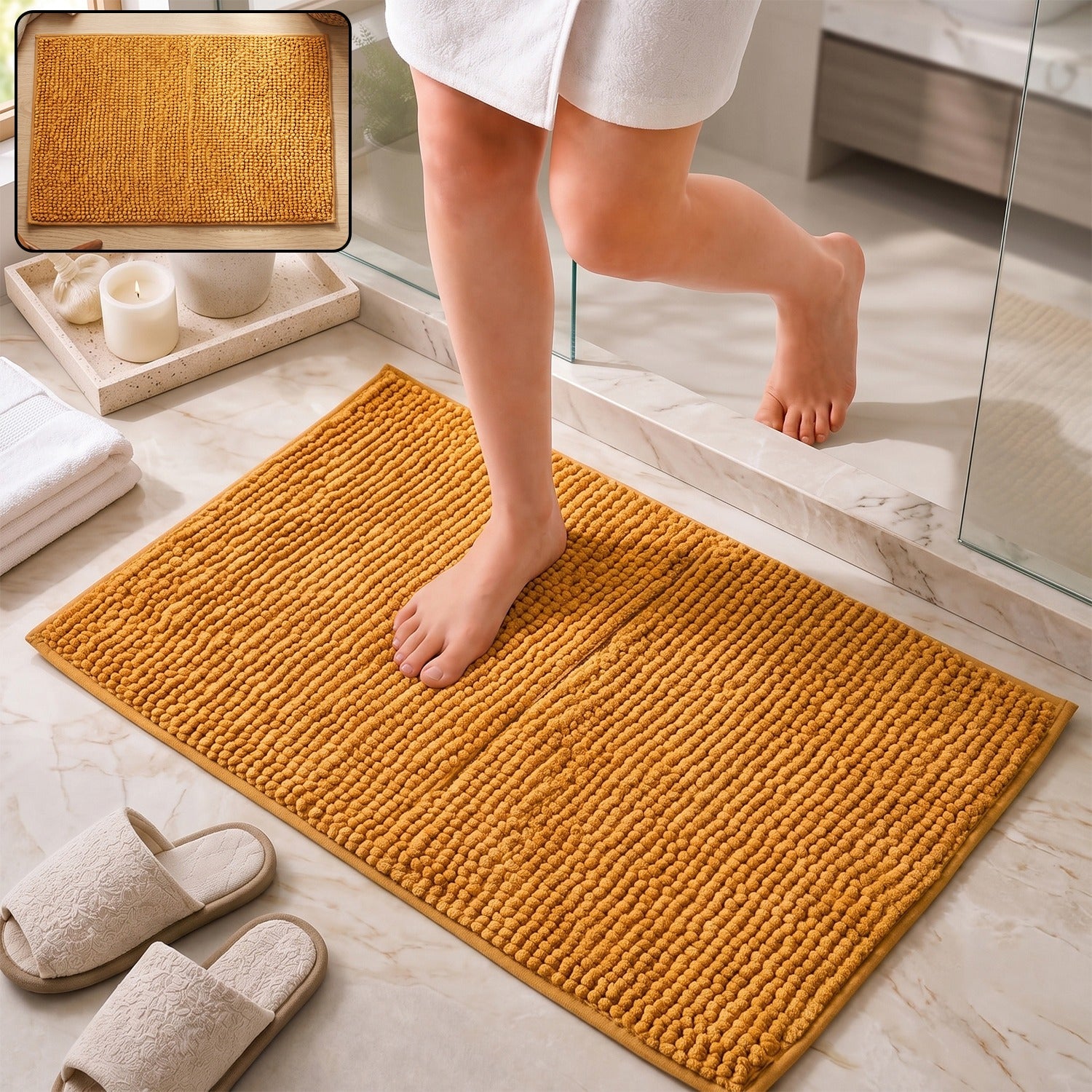 Anti slip absorbent floor mat, 77 x 49 cm soft microfibre door mat (1 pc)