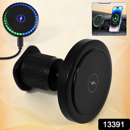 Magnetic Car Charger – Wireless Phone Mount with RGB Lights – side view