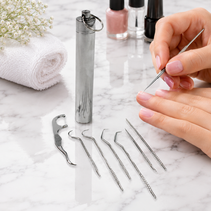 Stainless Steel Toothpick set – 7-in-1 Portable Dental Kit