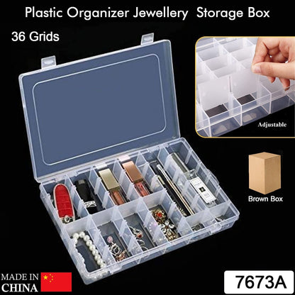 Plastic Organizer Box – 36 Grids, Adjustable Dividers – side view