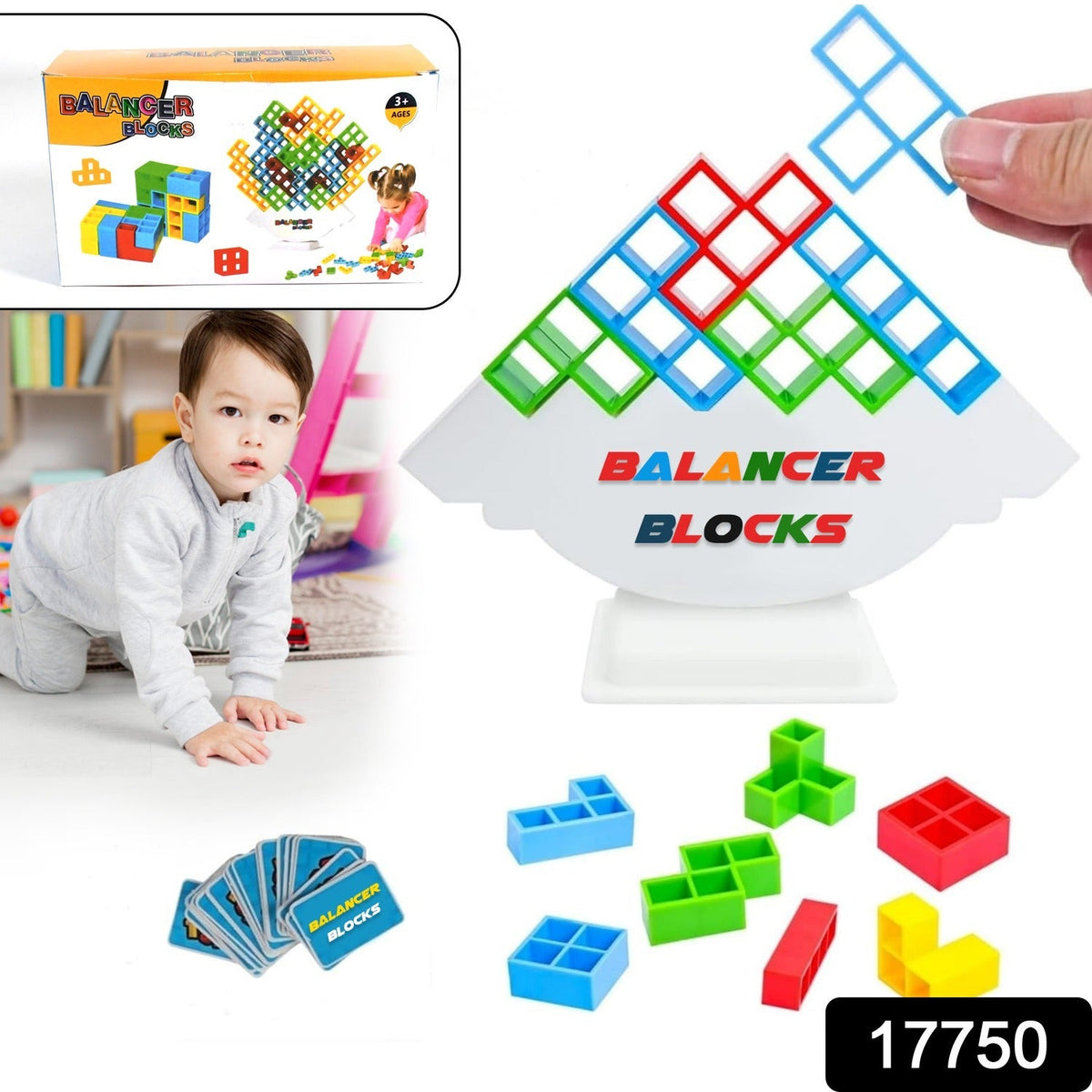 Tower Balance Game – 16 pcs Skill Builder – side view