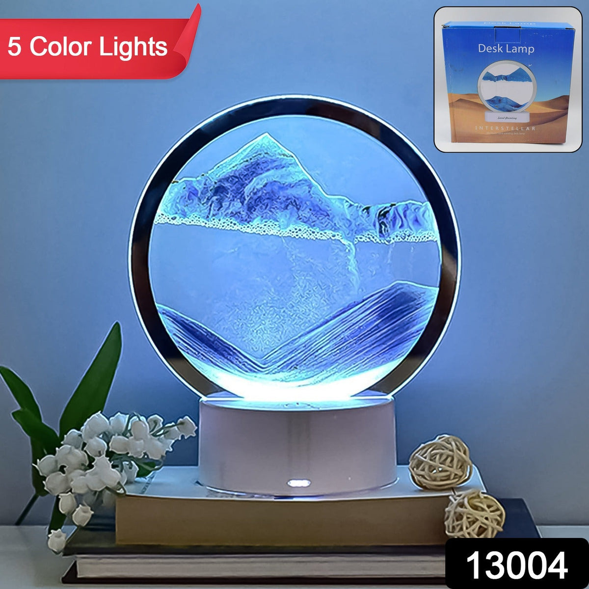 Moving Sand Art Picture – 5 Color Light Changing Decor – side view