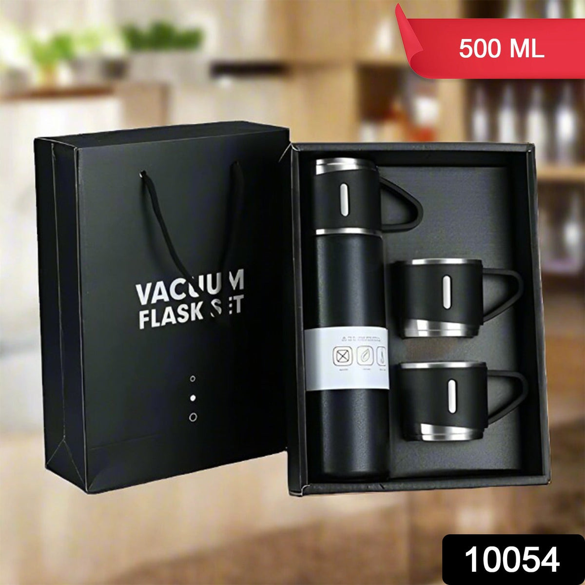 Stainless Steel Vacuum Flask set with 3 Cups – 500ml