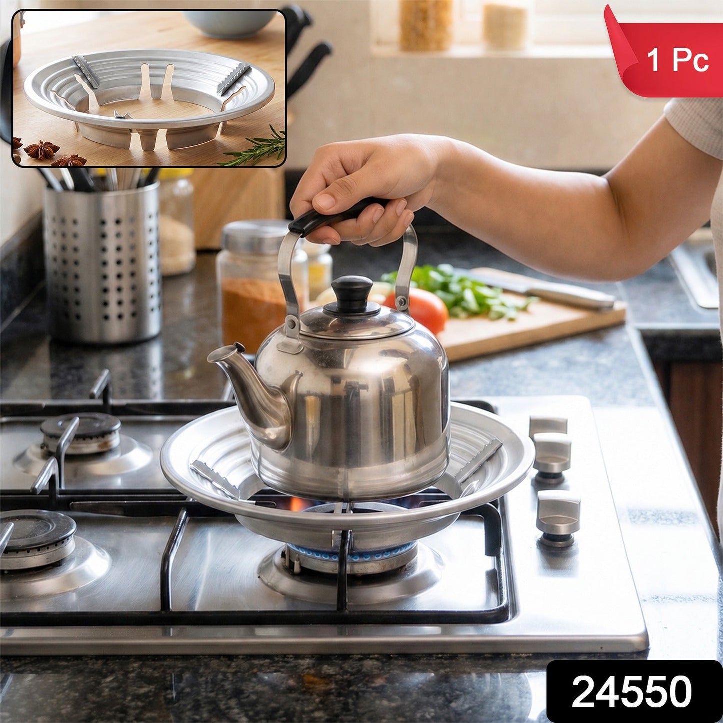 Stainless steel wok support ring for gas stove burners