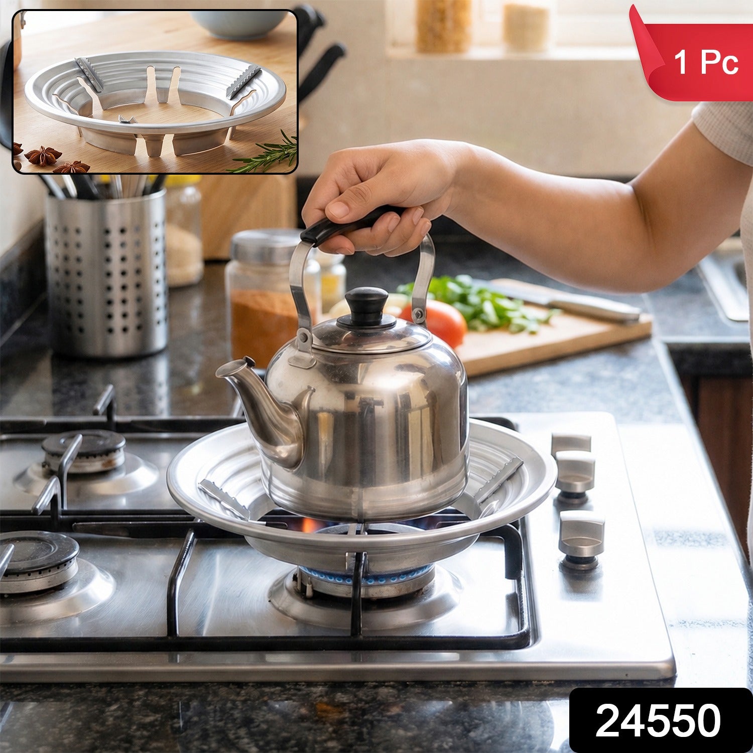 Stainless steel wok support ring for gas stove burners