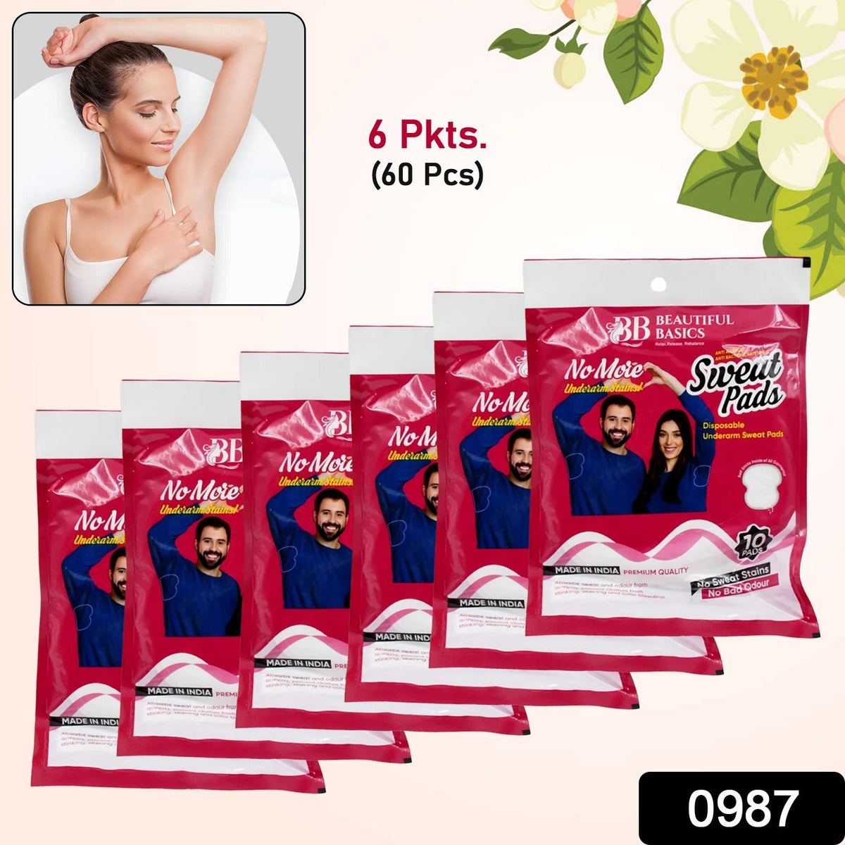 Underarm Sweat Pads – Disposable, Absorbent – side view